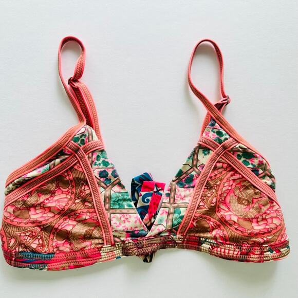 Maaji Swim Bikini Top Rainbow Dye Multi Size Medium Reversible Pink Green Blue - Picture 1 of 4